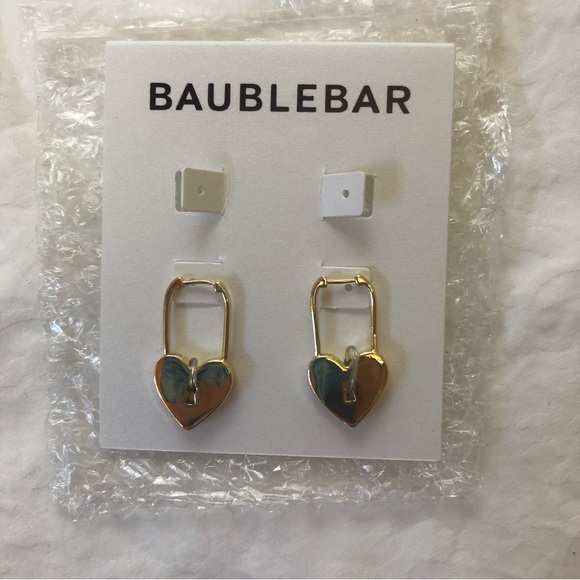 BAUBLEBAR Gold Heart Keyhole Lock Earrings - Picture 2 of 2